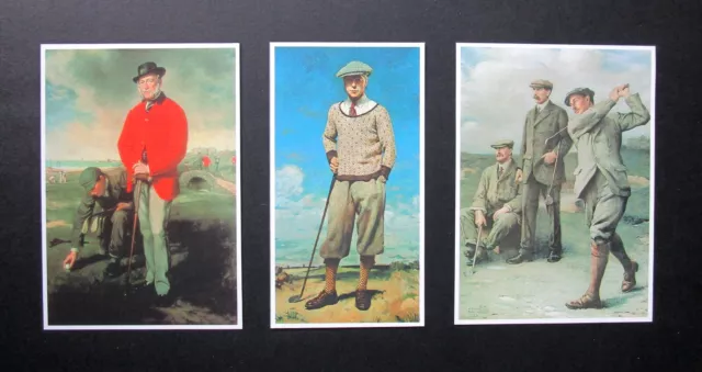 Three  Very Collectable Golfing Prints Removed From A  Damaged Vintage Golf Book