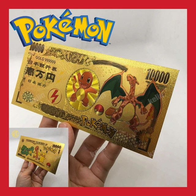 BILLET TICKET OR Pokemon Figurine Dracaufeu Carte Collector Gold Jeu Go
