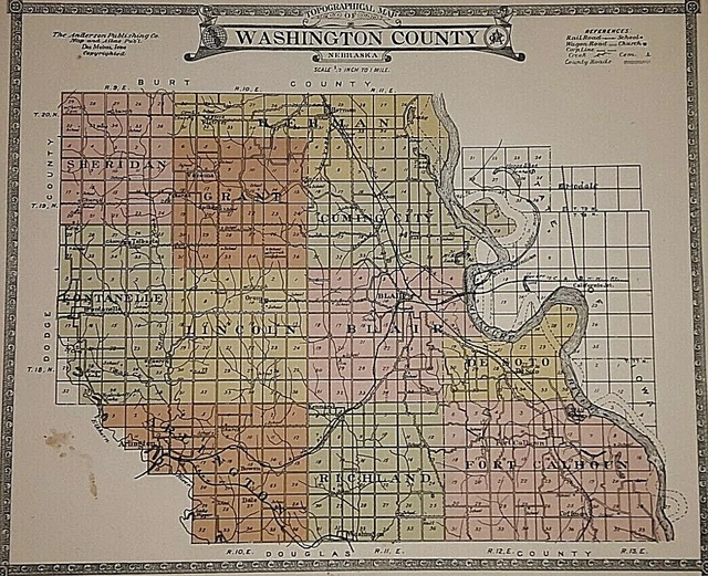 OLD VINTAGE 1920 Plat / COUNTY Map ~ WASHINGTON COUNTY, NEBRASKA £24.92 ...