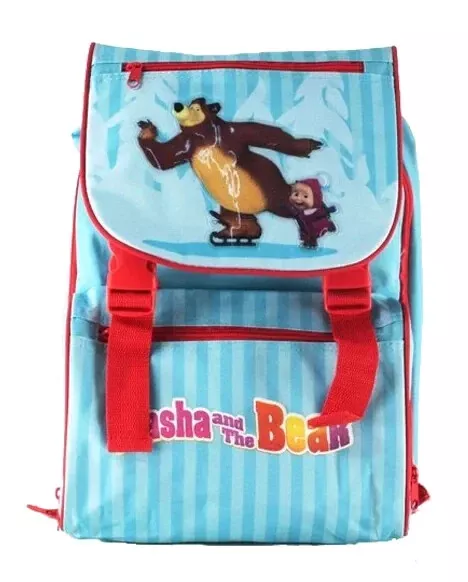 Zaino Scuola Estensibile Masha e Orso Azzurro Bambini, 35 cm effetto 3D