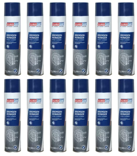 12x EUROLUB 003799 Bremsenreiniger Spraydose Entfetter Teilereiniger 600ml