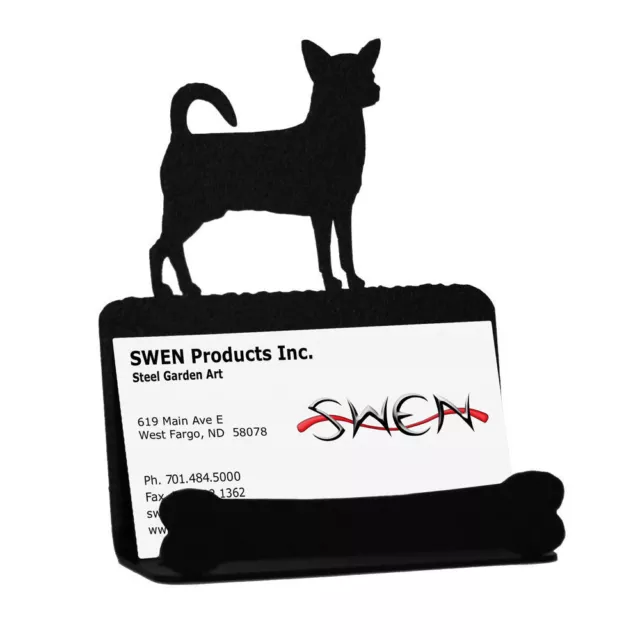 SWEN Products CHIHUAHUA Dog Black Metal Business Card Holder