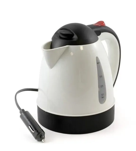 12V Travel 150W Kettle Double Layer Car, Lorry & Home Multiuse Kettle 1L Cream