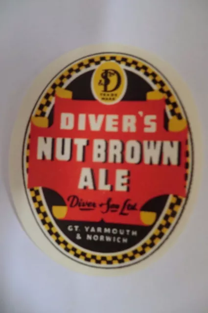 Mint Divers Gt Yarmouth & Norwich Nut Brown Ale Brewery Bottle Label