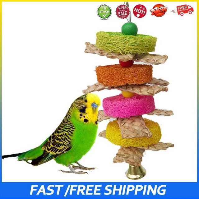#b Colorido Loro Pájaro Mascota Colgante Pájaro Swing Cáscara de Maíz Mordedura de Masticación Rascado Para
