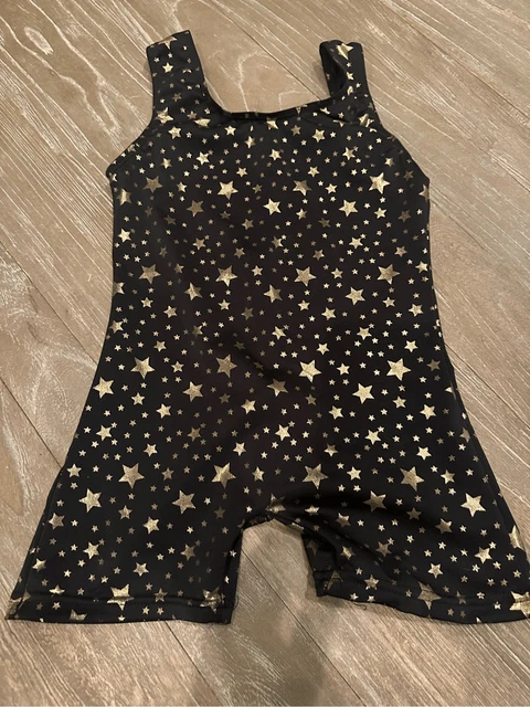 Gymnastics leotard -tank /shorts - stars - black sz 4/5