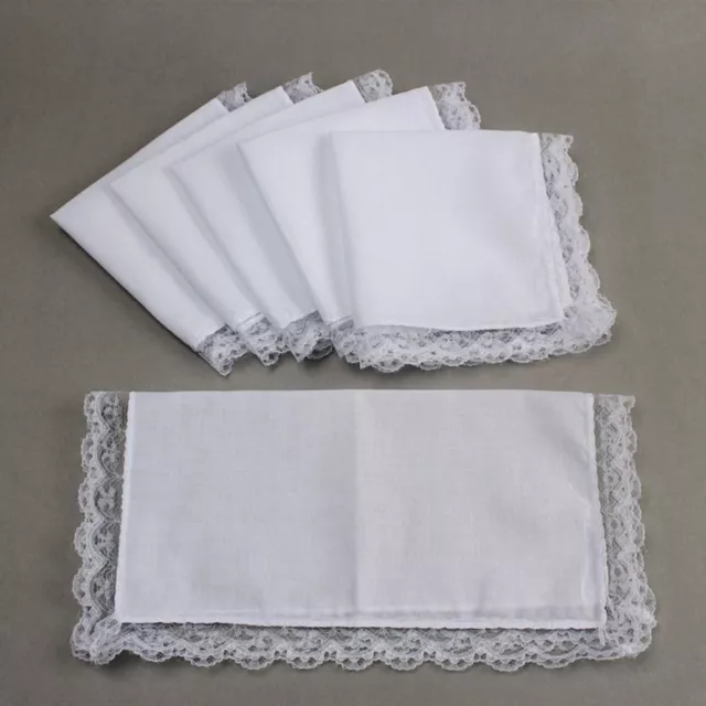 3Pcs/Set Pure White Print Draw Hankies Cotton Pocket Square  Women