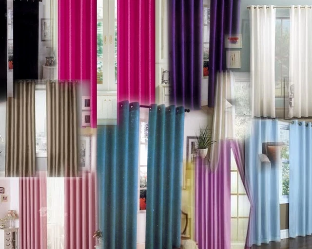 2 Pcs Solid Grommet Faux Silk Window Curtain Drapes Panels Treatment Mira