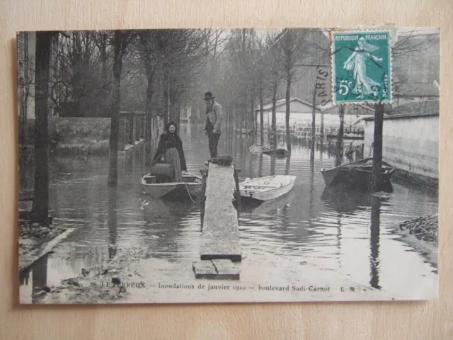 Cpa Le Perreux (94) Inondations De Janvier 1910, Boulevard Sadi Carnot, Animee