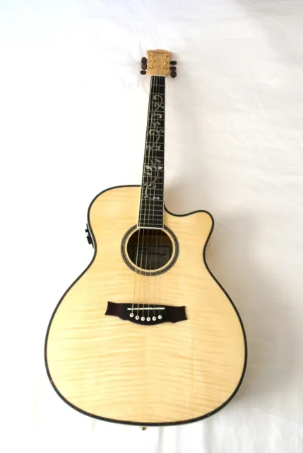 Caraya All Flame Maple Body Electric-Acoustic Guitar w/EQ+Free Gig Gag |837CEQ/N