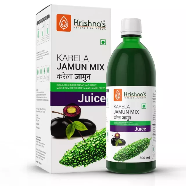 Krishna's Karela Jamun Mix Juice - 500 ml | Fresh Karela & Jamun Seed
