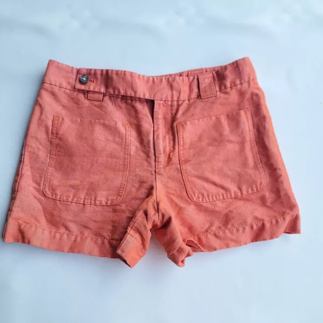 Daughters Of The Liberation Womens Casual Shorts Orange Pockets Linen Blend 4