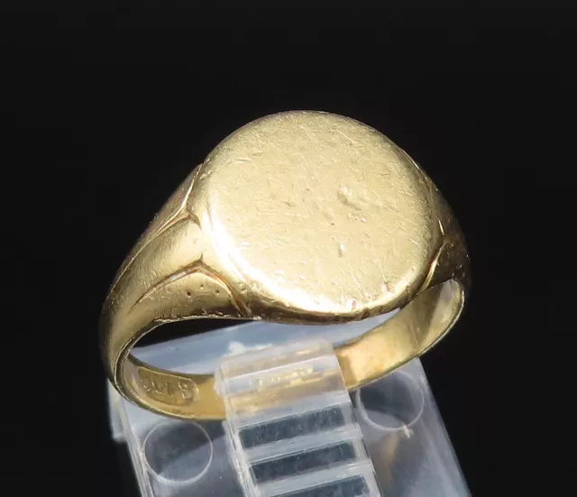 EUROPEAN 14K GOLD - Vintage Minimalist Polished Signet Ring Sz 5 - GR494