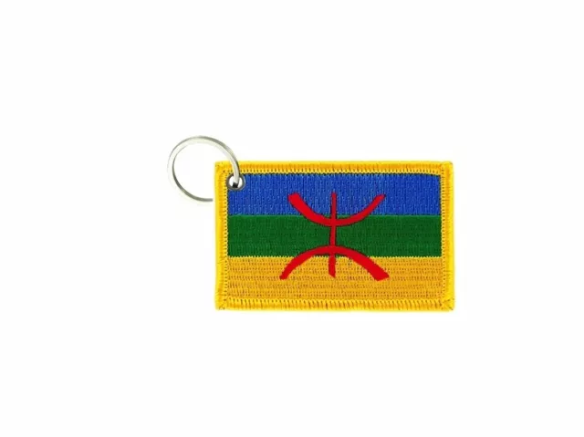 Keychain keyring embroidered embroidery patch double sided flag kabylie berber