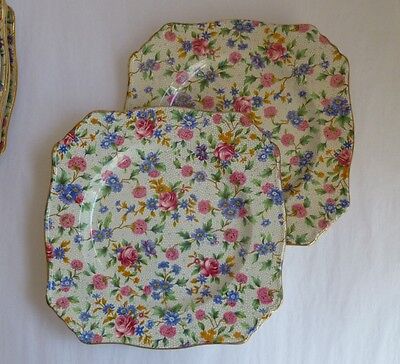 Royal Winton Old Cottage Chintz (2) dessert plates 7 inch, pre 1960 earthenware