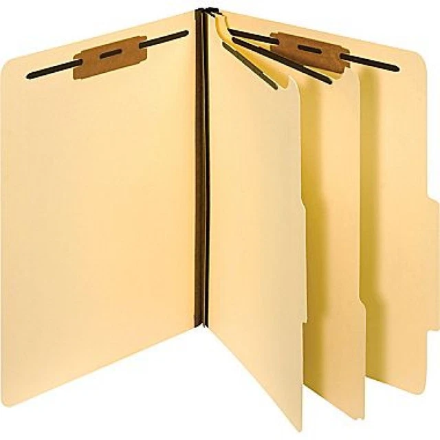 NEW STAPLES MANILA Classification Folders Letter 2 Partitions 10/box