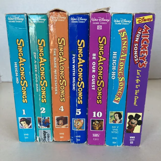 VNTAGE DISNEY SING-ALONG Songs VHS Lot Of 7 Zip-A-Dee-Doo-Dah, Be our ...