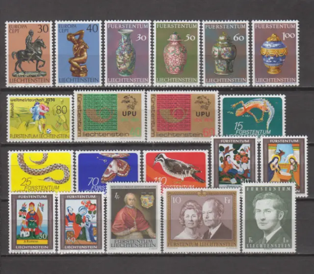 Liechtenstein 1974 Año Completo Nuevo Sin Fijasellos Mnh 20 Sellos Ver Imagen