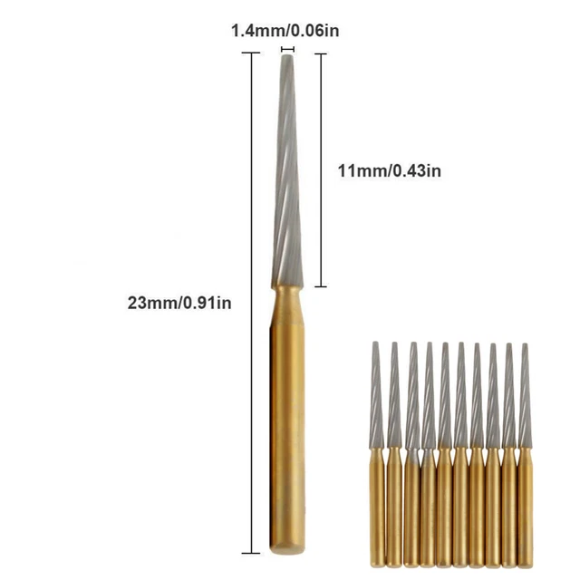 10pcs Dental Orthodontic Carbide Burs Debonding Finishing Tapper FG 8104 23mm
