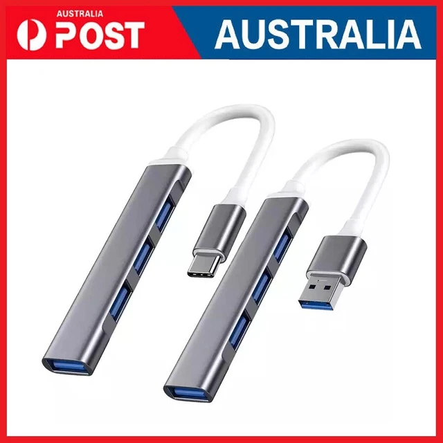 Multi USB 3.0 Hub 4 Port High Speed Slim Compact Expansion Smart Splitter Type-C