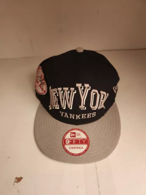 New York Yankees Blue 9Fifty New Era Strapback Flat Brim Two Tone Hat Cap