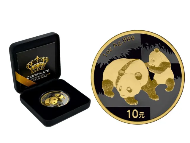 10 Yuan Silber China Panda 2008 Gold Black Empire Edition Box CoA