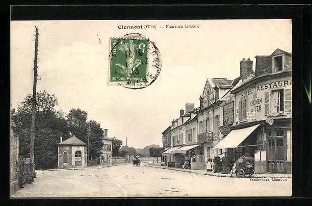 CPA Clermont, Place de la Gare 1913