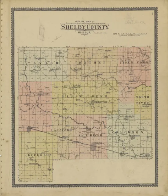 1902 atlas SHELBY COUNTY Missouri plat maps old GENEALOGY history Land DVD P111
