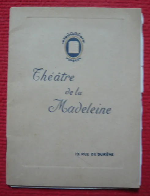 Programme Théâtre de La Madeleine 1928 – L’homme de joie
