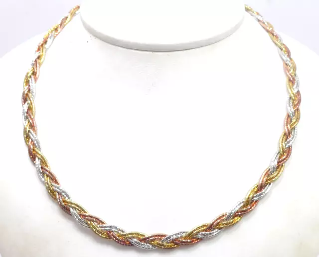 Collier 925 Sterling SILBER Halskette Tricolor necklace Design art deco argent