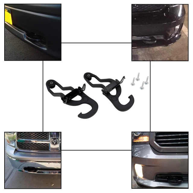 HEAVY DUTY FRONT Tow Hooks Fit For 20092017 Dodge Ram 1500 Black 115.