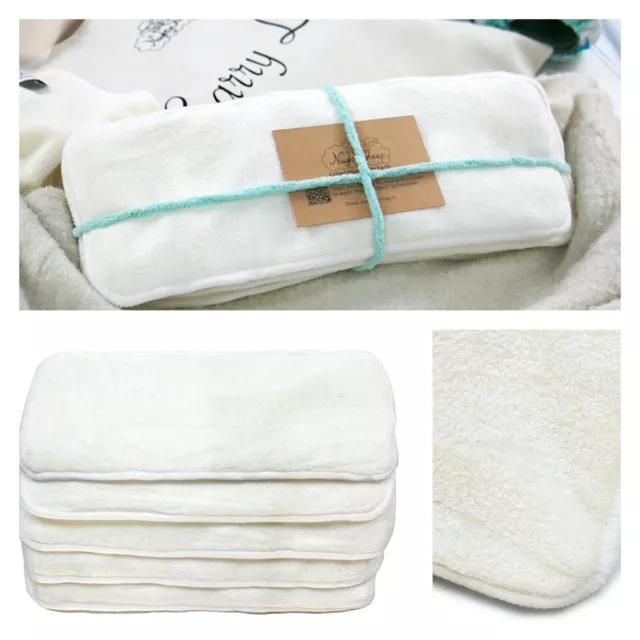 2+3 layers Bamboo Fiber Insert Booster Nightime Cloth Nappies MCN Use 5pcs/set