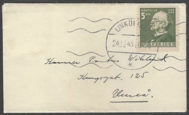 Sweden 1943 cover with 1943-44 Anti Tuberculosis Christmas seal