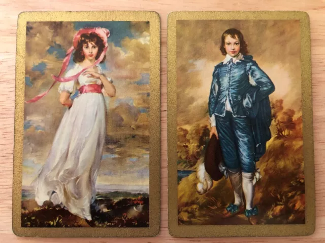 2 x Vintage SWAP/ Playing CARDS Famous Art ~ Blue Boy - Pink Girl