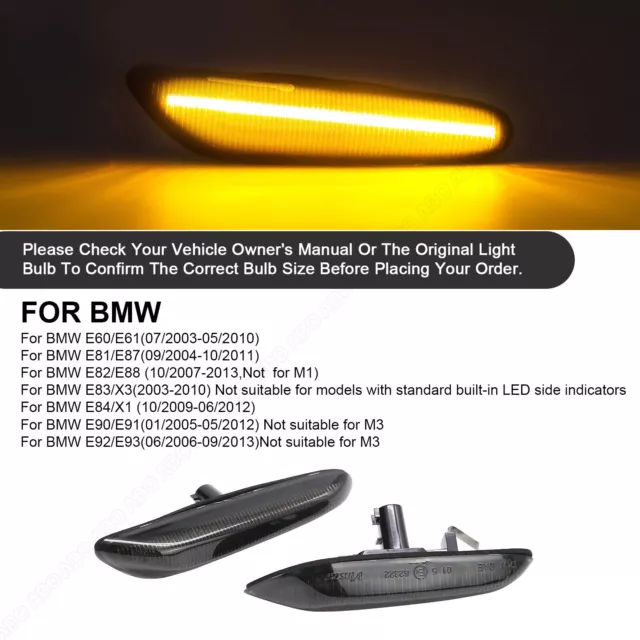 Led Seitenblinker Blinker Schwarz Für BMW 3er E46 E90 E91 5er E60 E61 E84 E82 2x