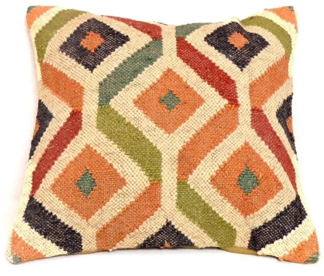 Funda de cojín de yute Kilim, alfombra Natural hecha a mano Vintage, funda...