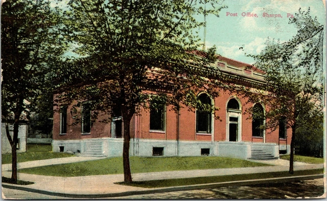 Post Office Sharon Pennsylvania PA c1913 Postcard