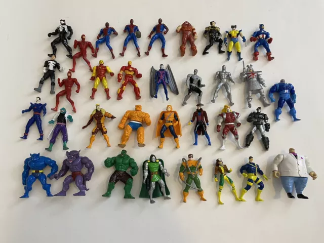 34pc Lot Toy Biz 1994 Marvel X-men Steel Die Cast Figures Wolverine Spider-Man