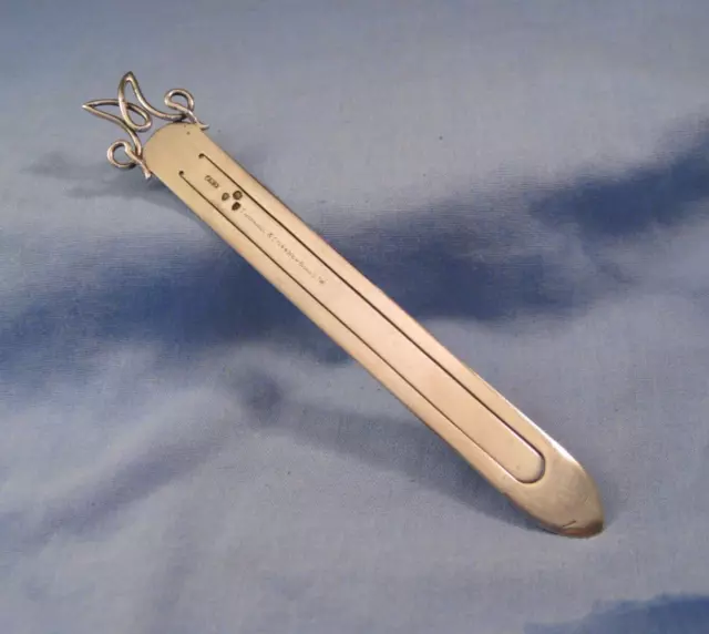 Sterling Silver Victorian Antique Thornhill Bookmark Book Page Marker M 1894