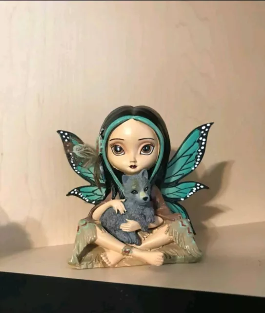 The BRADFORD EXCHANGE MOONHEART SPIRIT OF STRENGTH FAIRY FAE WOLF Figurine