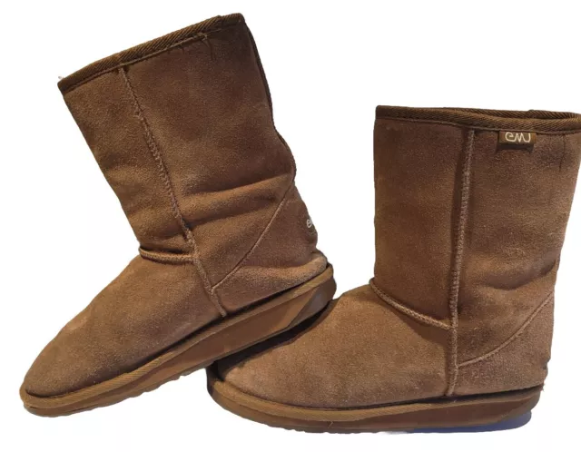 EMU Bronte Hi Suede Boots Brown Merino Wool Lined Warm Australian Women’s Size 8