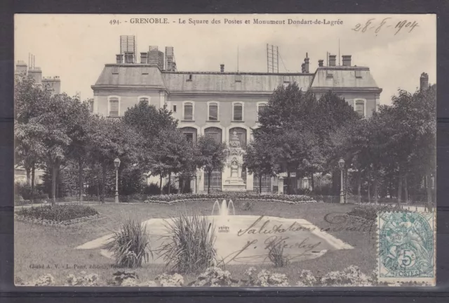 CPA Grenoble dpt 38 Le Square des Postes et Monument Dondart de Lagrée réf 514