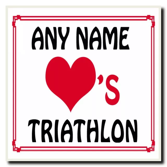Love Heart Triathlon Personalised Coaster