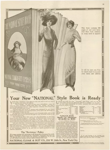 1912 National Cloak & Suit Co The National Style Book Is Ready Vintage Print Ad