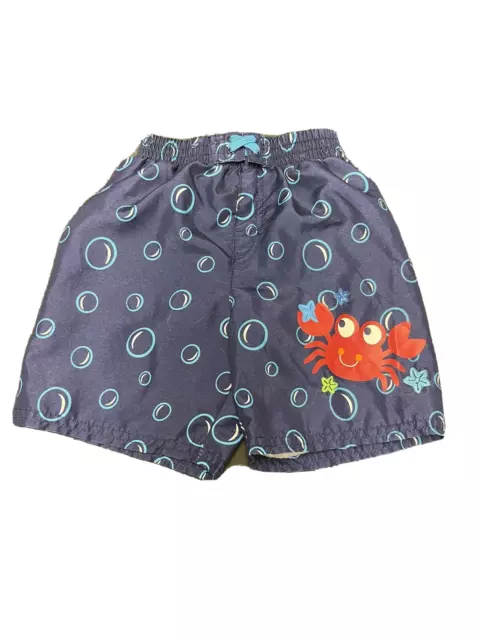 Baby Boys Healthtex Blue Bubbles and Crab Swim Trunks Size 24 Months