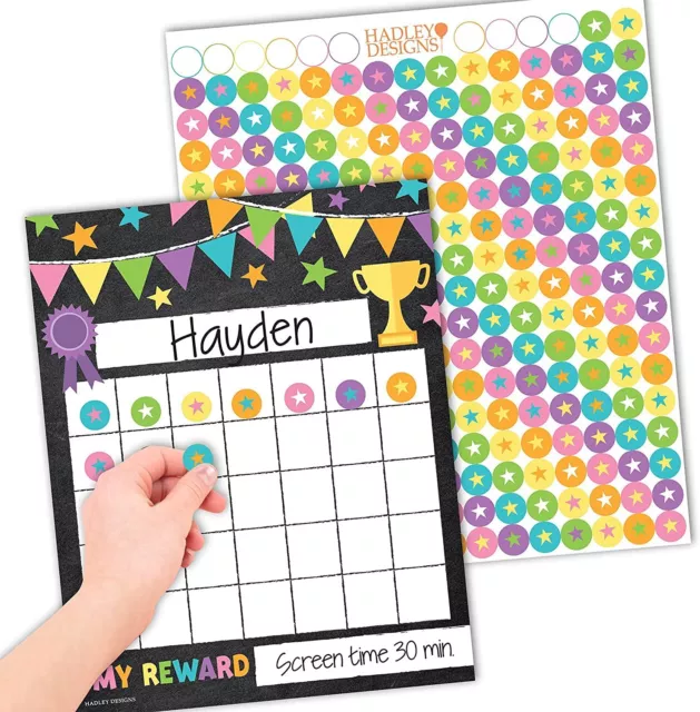 25 Colorful Reward Sticker Chart for Kids Behavior Chart for Classroom -...