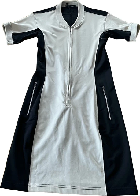 Robe Girbaud Vintage évasée Asymétrique - Bleu/blanc, Taille S, Coton/lin, Parfait état