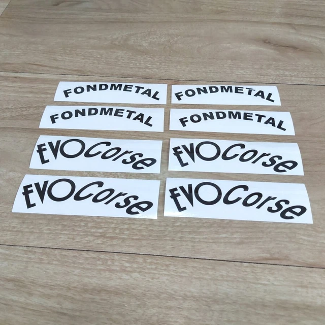 1 SET/8 PCS Car Wheel Rims Stickers Evo Corse Fondmetal BLACK Stickers Oracal