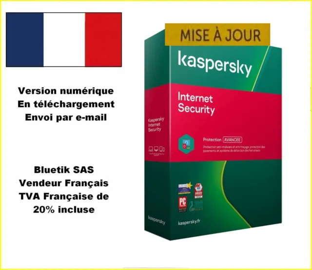 Mise à jour 2024 Kaspersky Internet Security 5 App 2ans PC MAC andr par mail ESD