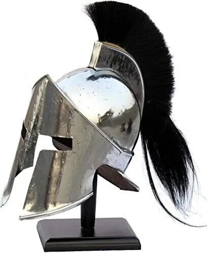 Medieval King Leonidas Greek Spartan Helmet Roman 300 Movie Helmet Black Plume